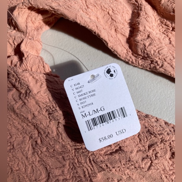 Free People Smoke Rose Have It All Pink Floral Crinkle Long Sleeve Textured Top - Picture 11 of 17